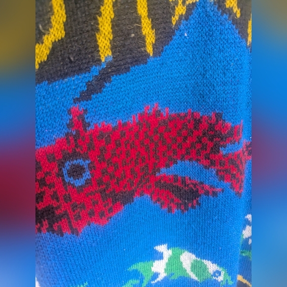 Latitude Size M Acrylic Fish Sweater Vintage - Picture 3 of 7